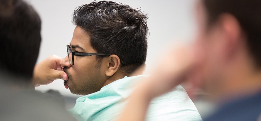 Student listening in class