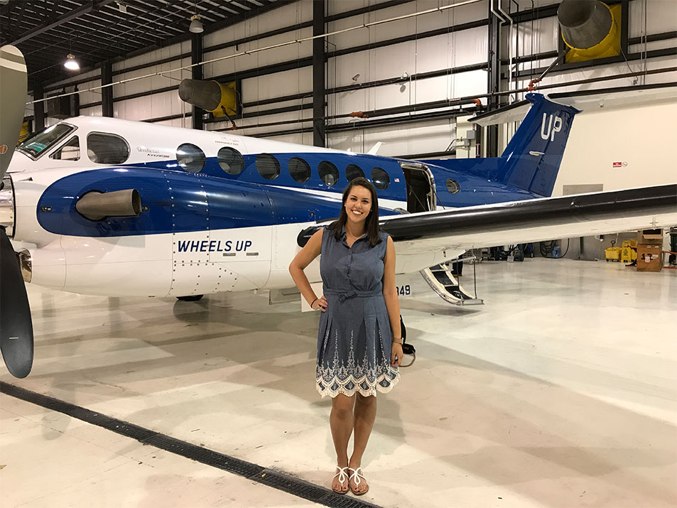 Montemarano in front of the King Air 350i which is exclusive to Wheels Up.