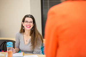 Student sitting engaged in class